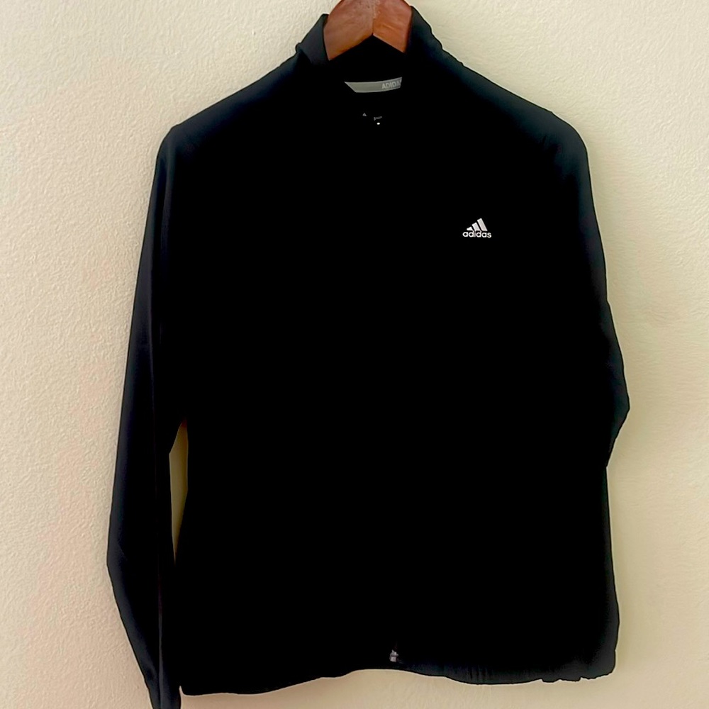 Black M light weight long sleeve gold zip up front jacket from Adidas. Worn once